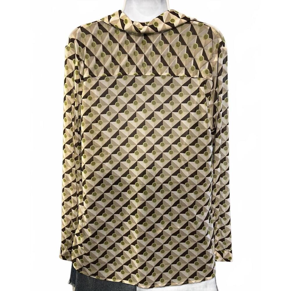 Cabi Medium Geometric Pattern Button-Up Blouse, S… - image 2
